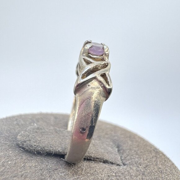 VTG Sterling Silver 925 Rose Quartz Tapered Band Statement Ring Size 6.25 - Picture 3 of 7